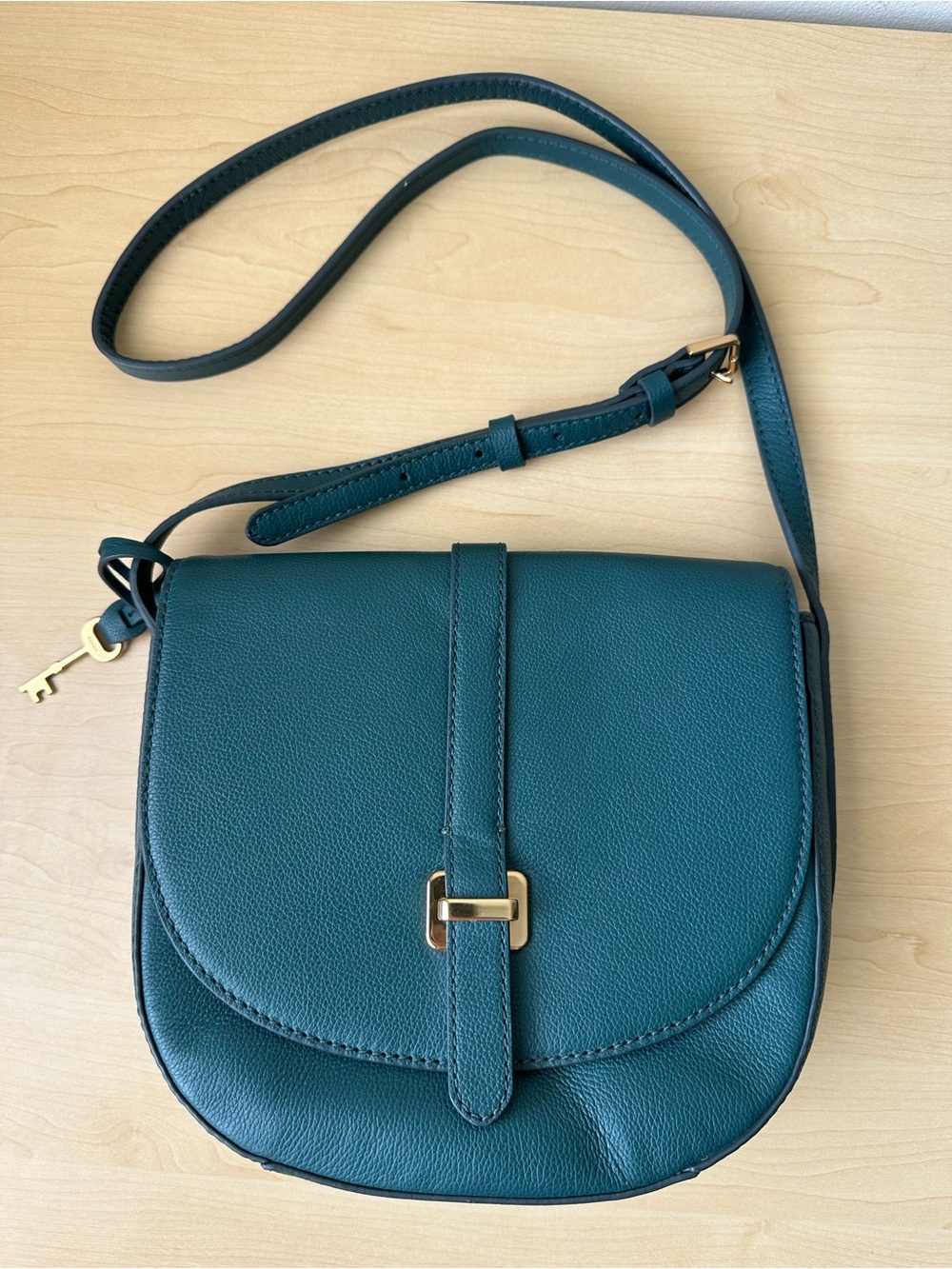 Fossil Women’s Teal Green Leather Crossbody Bag